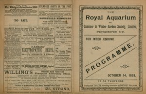Programma degli eventi al Royal Aquarium da English School