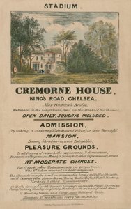 Volantino promozionale per lo Stadio, Cremorne House, Kings Road, Chelsea, Londra da English School