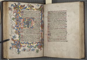 Salterio con calendario Sarum, Fol 40 verso 41 recto, c.1425-75 (inchiostro, pittura e oro su pergamena)
