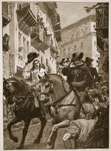 Accoglienza pubblica del Principe Carlo a Madrid, illustrazione da Cassells Illustrated History of England