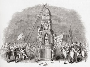 I puritani distruggono la Croce di Cheapside alias Eleanor Cross, Londra, Inghilterra nel 1643, da Old England: A Pictorial Museum, pub. 1847 da English School
