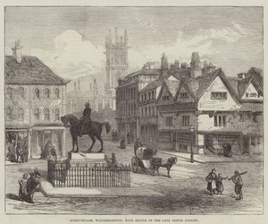 Queen-Square, Wolverhampton, con la statua del defunto Principe Consorte da English School
