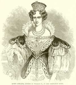 Regina Adelaide, consorte di Guglielmo IV, nei suoi abiti di incoronazione