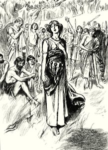 La regina Boadicea e i suoi soldati (litografia) da English School