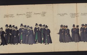 Processione funebre della regina Elisabetta I (incisione colorata) da English School