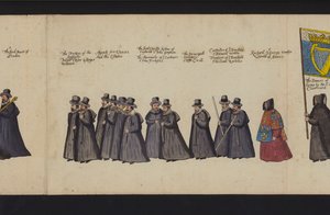 Processione funebre della regina Elisabetta I (incisione colorata) da English School