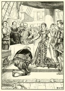 La Regina Elisabetta a Bordo del Golden Hind da English School