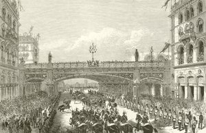 La Regina Vittoria inaugura il Viadotto di Holborn, 1869 da English School