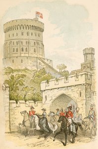 La regina Vittoria che esce dal Castello di Windsor da English School