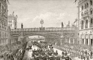 La regina Vittoria che inaugura il Viadotto di Holborn nel 1869, da 