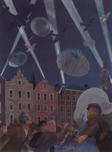 Aerei della RAF del Bomber Command che lanciano sigarette sui Paesi Bassi occupati dai tedeschi per celebrare il compleanno della regina Guglielmina, Seconda Guerra Mondiale