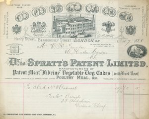 Ricevuta per il brevetto limitato del Dr Spratts da English School