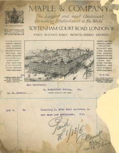 Ricevuta per Maple & Company Ltd