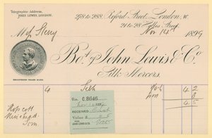 Ricevuta da John Lewis & Co., 14 novembre 1896