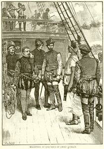 Accoglienza di Colombo da parte del capo Quibian da English School