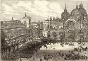 Accoglienza delle truppe italiane davanti alla Cattedrale di San Marco da English School