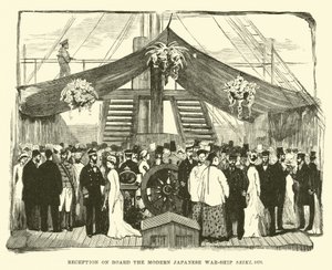 Accoglienza a bordo della moderna nave da guerra giapponese Seiki, 1878