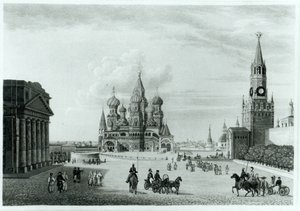 Piazza Rossa, Mosca, da Il Carattere dei Russi e una Storia Dettagliata della Moscovia di Robert Lyall, pubblicato nel 1823 da English School