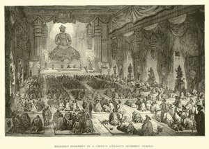 Cerimonia religiosa in un lamaserio cinese, Tempio buddista