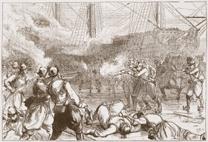 Respingimento dei soldati spagnoli ad Amsterdam, illustrazione da La storia del protestantesimo di James Aitken Wylie, pub. 1878 da English School