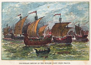 Ritorno della flotta inglese dopo la battaglia di Agincourt da English School