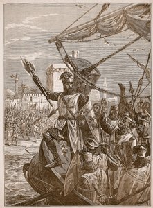 Riccardo che sbarca a Giaffa, illustrazione da Cassells Illustrated History of England