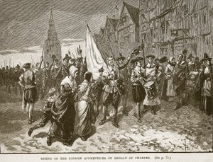 Rivolta degli apprendisti di Londra a favore di Carlo, illustrazione da Cassells Illustrated History of England da English School