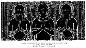 Robert Braunche e le sue mogli Letitia e Margaret da English School