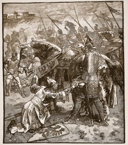 Roberto che chiede perdono a suo padre, illustrazione da Cassells Illustrated History of England da English School