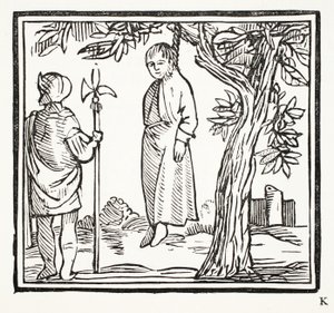 Robert si impicca, illustrazione da Chap-books of the Eighteenth Century di John Ashton, pub. 1882 da English School