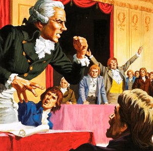 Robespierre che parla a nome del popolo affamato di Parigi da English School