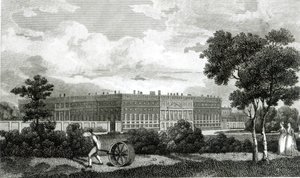 Rullare i prati a Hampton Court Palace, 7 marzo 1807 da English School