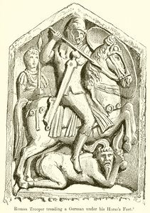 Cavaliere romano che calpesta un germanico sotto i piedi del suo cavallo da English School