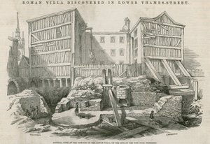 Villa romana scoperta in Lower Thames Street, Londra: Vista generale dei resti della villa romana sul sito del nuovo Coal Exchange da English School
