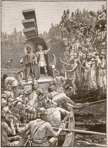 Soldati romani che lasciano la Britannia, illustrazione da Cassells Illustrated History of England da English School