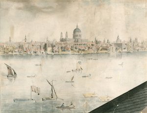 Vista dal tetto della Cattedrale di San Paolo, Londra, e del fiume Tamigi da English School