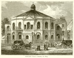 Cappella di Rowland Hill nel 1814 da English School