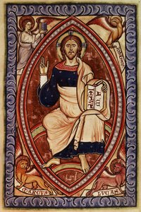 Cristo in Maestà con Simboli degli Evangelisti, dal Salterio di Westminster, c.1250 da English School