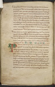 Royal 13. A.XI, f.47v Iniziale P. De temporum ratione. Beda il Venerabile. Miscellanea di opere su computo e astronomia. XI secolo-XII secolo da English School