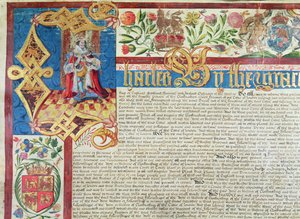 Carta reale per la Compagnia dei Tessitori nel regno di Carlo II (1630-85) (dettaglio)