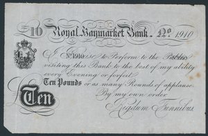 Royal Haymarket Bank, banconota teatrale scherzosa da English School