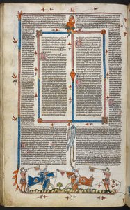Royal MS 10 iv f.065v Cavalieri in giostra con decorazione marginale, illustrazione da 