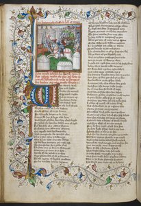 Miniatura di Ettore che uccide Patroclo, con un