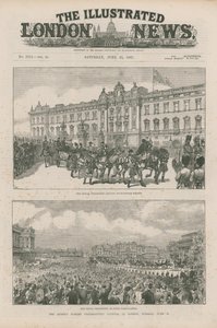 Processione reale che lascia Buckingham Palace e a Hyde Park Corner da English School