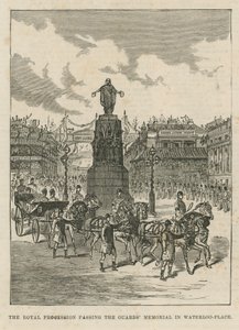 Processione reale passando il Memoriale delle Guardie in Waterloo Place da English School