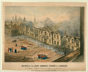 Rovine della Lunga Armeria, Incendio della Torre di Londra, 1841 da English School