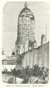 Rovine di una pagoda ad Ayuthia (incisione) da English School