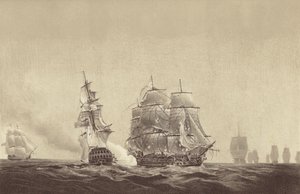 Nave russa Vsevolod che ammaina i colori alla HMS Implacable, attaccata alla Marina svedese e comandata dal Capitano Thomas Byam Martin, nel Baltico, 26 agosto 1808 da English School