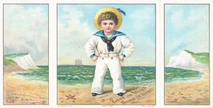 Marinaio Ragazzo sulla spiaggia, Cartolina di Natale da English School