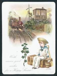 Ragazzo marinaio che aspetta il treno da English School